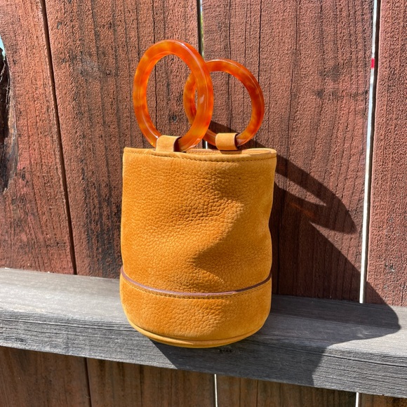 Simon Miller Bonsai Mini Nubuck Bucket Bag with tortoiseshell handle - Picture 1 of 5